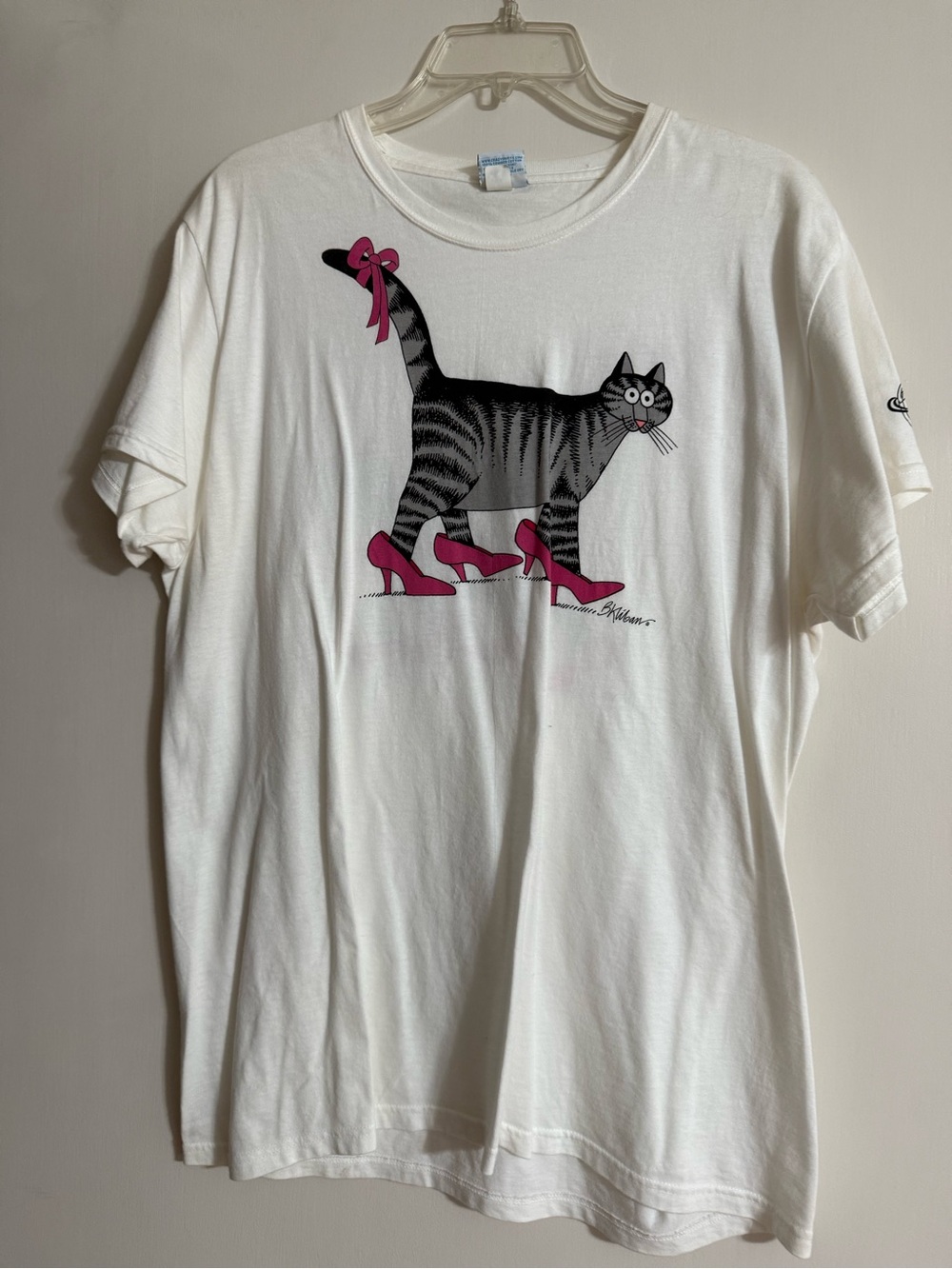 White Cat Graphic Tee with Pink Accents by